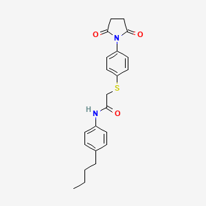 molecular formula C22H24N2O3S B2397503 N-(4-butylphenyl)-2-{[4-(2,5-dioxo-1-pyrrolidinyl)phenyl]sulfanyl}acetamide CAS No. 763108-58-3