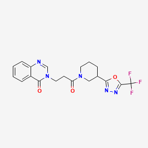 molecular formula C19H18F3N5O3 B2397505 3-(3-oxo-3-(3-(5-(trifluoromethyl)-1,3,4-oxadiazol-2-yl)piperidin-1-yl)propyl)quinazolin-4(3H)-one CAS No. 1396583-72-4
