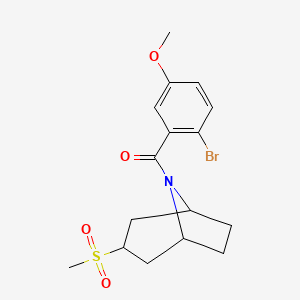 molecular formula C16H20BrNO4S B2397511 (2-bromo-5-methoxyphenyl)((1R,5S)-3-(methylsulfonyl)-8-azabicyclo[3.2.1]octan-8-yl)methanone CAS No. 1706046-07-2