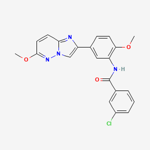 molecular formula C21H17ClN4O3 B2397520 3-クロロ-N-(2-メトキシ-5-(6-メトキシイミダゾ[1,2-b]ピリダジン-2-イル)フェニル)ベンズアミド CAS No. 952969-03-8