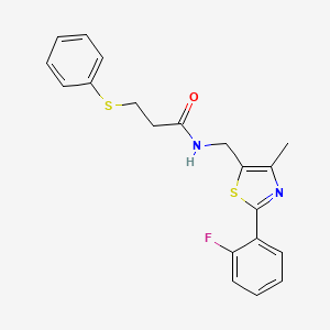 molecular formula C20H19FN2OS2 B2397522 N-((2-(2-fluorophenyl)-4-methylthiazol-5-yl)methyl)-3-(phenylthio)propanamide CAS No. 1421478-20-7