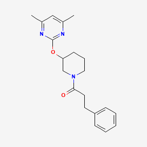 molecular formula C20H25N3O2 B2397525 1-(3-((4,6-Dimethylpyrimidin-2-yl)oxy)piperidin-1-yl)-3-phenylpropan-1-one CAS No. 2097900-78-0