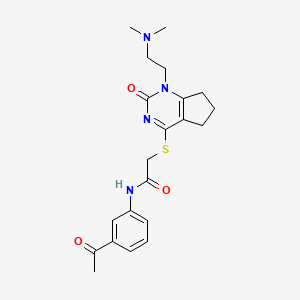 molecular formula C21H26N4O3S B2397527 N-(3-乙酰苯基)-2-((1-(2-(二甲氨基)乙基)-2-氧代-2,5,6,7-四氢-1H-环戊[d]嘧啶-4-基)硫代)乙酰胺 CAS No. 898451-57-5