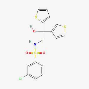 molecular formula C16H14ClNO3S3 B2397531 3-chloro-N-(2-hydroxy-2-(thiophen-2-yl)-2-(thiophen-3-yl)ethyl)benzenesulfonamide CAS No. 2034590-81-1