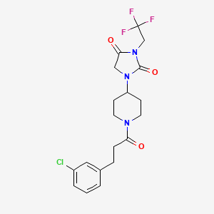 molecular formula C19H21ClF3N3O3 B2397542 1-{1-[3-(3-Chlorophenyl)propanoyl]piperidin-4-yl}-3-(2,2,2-trifluoroethyl)imidazolidine-2,4-dione CAS No. 2097867-40-6