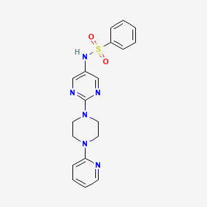 molecular formula C19H20N6O2S B2397546 N-(2-(4-(pyridin-2-yl)piperazin-1-yl)pyrimidin-5-yl)benzenesulfonamide CAS No. 1421451-76-4