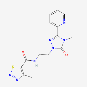 molecular formula C14H15N7O2S B2397552 4-methyl-N-(2-(4-methyl-5-oxo-3-(pyridin-2-yl)-4,5-dihydro-1H-1,2,4-triazol-1-yl)ethyl)-1,2,3-thiadiazole-5-carboxamide CAS No. 1209251-68-2