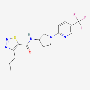 molecular formula C16H18F3N5OS B2397554 4-丙基-N-(1-(5-(三氟甲基)吡啶-2-基)吡咯烷-3-基)-1,2,3-噻二唑-5-甲酰胺 CAS No. 1797017-39-0
