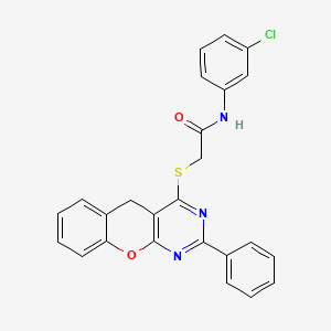 molecular formula C25H18ClN3O2S B2397556 N-(3-氯苯基)-2-((2-苯基-5H-色烯并[2,3-d]嘧啶-4-基)硫代)乙酰胺 CAS No. 872208-71-4