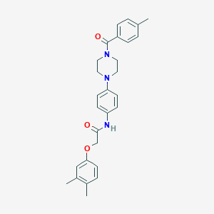 molecular formula C28H31N3O3 B239756 2-(3,4-dimethylphenoxy)-N-{4-[4-(4-methylbenzoyl)-1-piperazinyl]phenyl}acetamide 