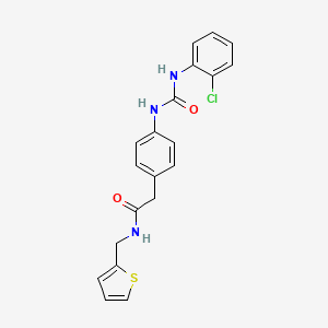 molecular formula C20H18ClN3O2S B2397560 2-(4-(3-(2-chlorophenyl)ureido)phenyl)-N-(thiophen-2-ylmethyl)acetamide CAS No. 1208756-72-2