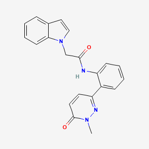 molecular formula C21H18N4O2 B2397563 2-(1H-indol-1-yl)-N-(2-(1-methyl-6-oxo-1,6-dihydropyridazin-3-yl)phenyl)acetamide CAS No. 2034539-92-7