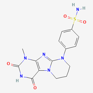 molecular formula C15H16N6O4S B2397564 4-(1-methyl-2,4-dioxo-1,2,3,4,7,8-hexahydropyrimido[2,1-f]purin-9(6H)-yl)benzenesulfonamide CAS No. 906227-63-2