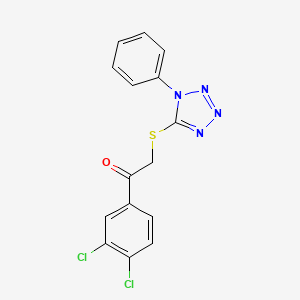molecular formula C15H10Cl2N4OS B2397568 1-(3,4-Dichlorophenyl)-2-(1-phenyltetrazol-5-yl)sulfanylethanone CAS No. 690645-08-0