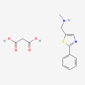 molecular formula C14H16N2O4S B2397577 2-((Methylamino)(2-phenylthiazol-5-yl)methyl)malonic acid CAS No. 1269226-60-9