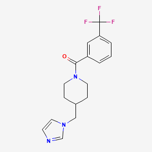 molecular formula C17H18F3N3O B2397578 (4-((1H-imidazol-1-yl)methyl)piperidin-1-yl)(3-(trifluoromethyl)phenyl)methanone CAS No. 1286711-95-2