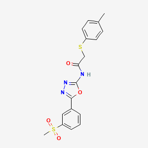 2-(4-methylphenyl)sulfanyl-N-[5-(3-methylsulfonylphenyl)-1,3,4-oxadiazol-2-yl]acetamide