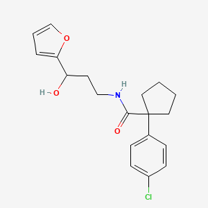 molecular formula C19H22ClNO3 B2397581 1-(4-CHLOROPHÉNYL)-N-[3-(FURAN-2-YL)-3-HYDROXYPROPYL]CYCLOPENTANE-1-CARBOXAMIDE CAS No. 1421473-46-2