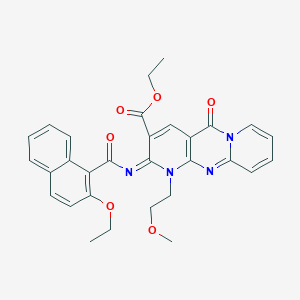 molecular formula C30H28N4O6 B2397582 (E)-ethyl 2-((2-ethoxy-1-naphthoyl)imino)-1-(2-methoxyethyl)-5-oxo-2,5-dihydro-1H-dipyrido[1,2-a:2',3'-d]pyrimidine-3-carboxylate CAS No. 685859-98-7