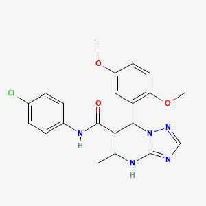 molecular formula C21H22ClN5O3 B2397585 N-(4-chlorophenyl)-7-(2,5-dimethoxyphenyl)-5-methyl-4,5,6,7-tetrahydro-[1,2,4]triazolo[1,5-a]pyrimidine-6-carboxamide CAS No. 1212318-84-7