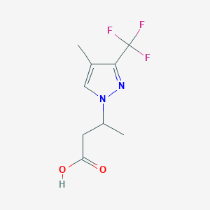 molecular formula C9H11F3N2O2 B2397587 3-[4-甲基-3-(三氟甲基)-1H-吡唑-1-基]丁酸 CAS No. 1855907-38-8