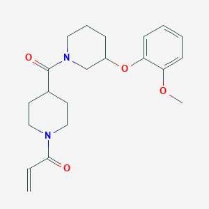 molecular formula C21H28N2O4 B2397589 1-[4-[3-(2-Methoxyphenoxy)piperidine-1-carbonyl]piperidin-1-yl]prop-2-en-1-one CAS No. 2361777-72-0