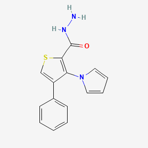 molecular formula C15H13N3OS B2397595 4-phenyl-3-(1H-pyrrol-1-yl)thiophene-2-carbohydrazide CAS No. 1779132-51-2