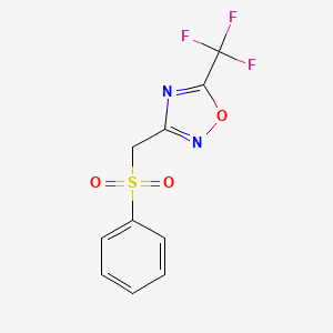 molecular formula C10H7F3N2O3S B2397596 (((4-(三氟甲基)-3,2,5-恶二唑基)甲基)磺酰基)苯 CAS No. 1023845-27-3