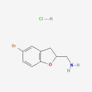 molecular formula C9H11BrClNO B2397602 (5-Bromo-2,3-dihydro-1-benzofuran-2-yl)methanamine hydrochloride CAS No. 883143-64-4