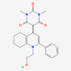 5-(1-(2-hydroxyethyl)-2-phenyl-5,6,7,8-tetrahydroquinolin-4(1H)-ylidene)-1,3-dimethylpyrimidine-2,4,6(1H,3H,5H)-trione