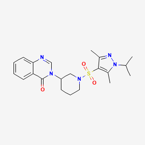 molecular formula C21H27N5O3S B2397608 3-(1-((1-isopropyl-3,5-dimethyl-1H-pyrazol-4-yl)sulfonyl)piperidin-3-yl)quinazolin-4(3H)-one CAS No. 2034297-42-0