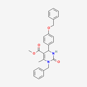 molecular formula C27H26N2O4 B2397615 Methyl 3-benzyl-4-methyl-2-oxo-6-(4-phenylmethoxyphenyl)-1,6-dihydropyrimidine-5-carboxylate CAS No. 324042-99-1