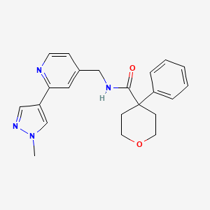 molecular formula C22H24N4O2 B2397619 N-((2-(1-甲基-1H-吡唑-4-基)吡啶-4-基)甲基)-4-苯基四氢-2H-吡喃-4-甲酰胺 CAS No. 2034388-87-7