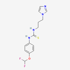 molecular formula C14H16F2N4OS B2397622 1-(3-(1H-咪唑-1-基)丙基)-3-(4-(二氟甲氧基)苯基)硫脲 CAS No. 398995-81-8
