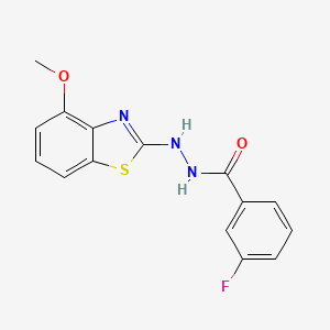 molecular formula C15H12FN3O2S B2397625 3-氟-N'-(4-甲氧基-1,3-苯并噻唑-2-基)苯甲酰肼 CAS No. 851978-21-7