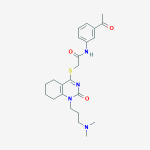 B2397653 N-(3-acetylphenyl)-2-((1-(3-(dimethylamino)propyl)-2-oxo-1,2,5,6,7,8-hexahydroquinazolin-4-yl)thio)acetamide CAS No. 941999-34-4