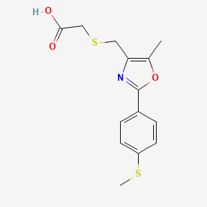 molecular formula C14H15NO3S2 B2397708 [({5-Methyl-2-[4-(methylthio)phenyl]-1,3-oxazol-4-yl}methyl)thio]acetic acid CAS No. 933027-32-8