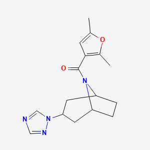 molecular formula C16H20N4O2 B2397710 ((1R,5S)-3-(1H-1,2,4-triazol-1-yl)-8-azabicyclo[3.2.1]octan-8-yl)(2,5-dimethylfuran-3-yl)methanone CAS No. 2320223-93-4