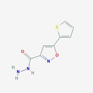 molecular formula C8H7N3O2S B2397725 5-(Thiophen-2-yl)isoxazole-3-carbohydrazide CAS No. 90004-25-4