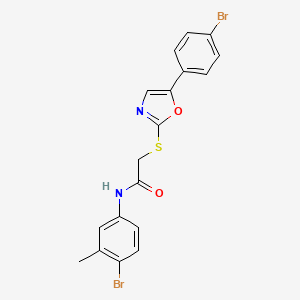 molecular formula C18H14Br2N2O2S B2397727 N-(4-bromo-3-methylphenyl)-2-((5-(4-bromophenyl)oxazol-2-yl)thio)acetamide CAS No. 1223933-86-5