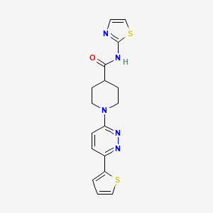 molecular formula C17H17N5OS2 B2397733 N-(噻唑-2-基)-1-(6-(噻吩-2-基)哒嗪-3-基)哌啶-4-甲酰胺 CAS No. 1203226-17-8