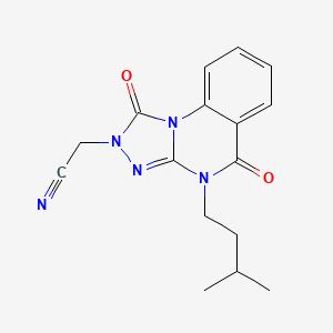 molecular formula C16H17N5O2 B2397734 2-(4-isopentyl-1,5-dioxo-4,5-dihydro-[1,2,4]triazolo[4,3-a]quinazolin-2(1H)-yl)acetonitrile CAS No. 1357820-76-8