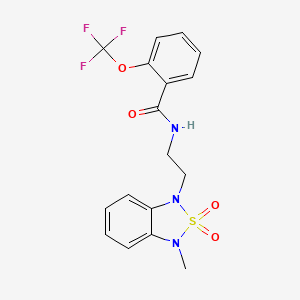 molecular formula C17H16F3N3O4S B2397736 N-(2-(3-methyl-2,2-dioxidobenzo[c][1,2,5]thiadiazol-1(3H)-yl)ethyl)-2-(trifluoromethoxy)benzamide CAS No. 2034591-82-5