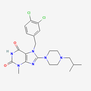 molecular formula C21H26Cl2N6O2 B2397741 7-(3,4-dichlorobenzyl)-8-(4-isobutylpiperazin-1-yl)-3-methyl-1H-purine-2,6(3H,7H)-dione CAS No. 898428-11-0