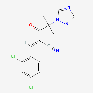 molecular formula C15H12Cl2N4O B2397745 (2E)-2-[(2,4-dichlorophenyl)methylidene]-4-methyl-3-oxo-4-(1,2,4-triazol-1-yl)pentanenitrile CAS No. 338758-24-0