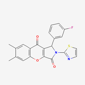molecular formula C22H15FN2O3S B2397747 1-(3-Fluorophenyl)-6,7-dimethyl-2-(thiazol-2-yl)-1,2-dihydrochromeno[2,3-c]pyrrole-3,9-dione CAS No. 886143-90-4