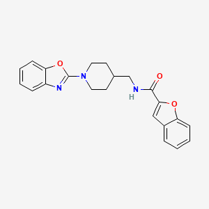 molecular formula C22H21N3O3 B2397756 N-((1-(benzo[d]oxazol-2-yl)piperidin-4-yl)methyl)benzofuran-2-carboxamide CAS No. 1797953-80-0
