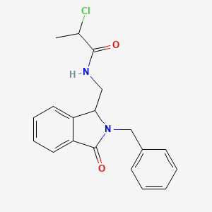 molecular formula C19H19ClN2O2 B2397760 N-[(2-Benzyl-3-oxo-1H-isoindol-1-yl)methyl]-2-chloropropanamide CAS No. 2411290-81-6