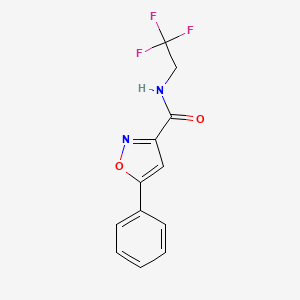 molecular formula C12H9F3N2O2 B2397768 5-phenyl-N-(2,2,2-trifluoroethyl)-1,2-oxazole-3-carboxamide CAS No. 1325106-09-9