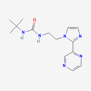 molecular formula C14H20N6O B2397778 1-(叔丁基)-3-(2-(2-(吡嗪-2-基)-1H-咪唑-1-基)乙基)脲 CAS No. 2034633-87-7
